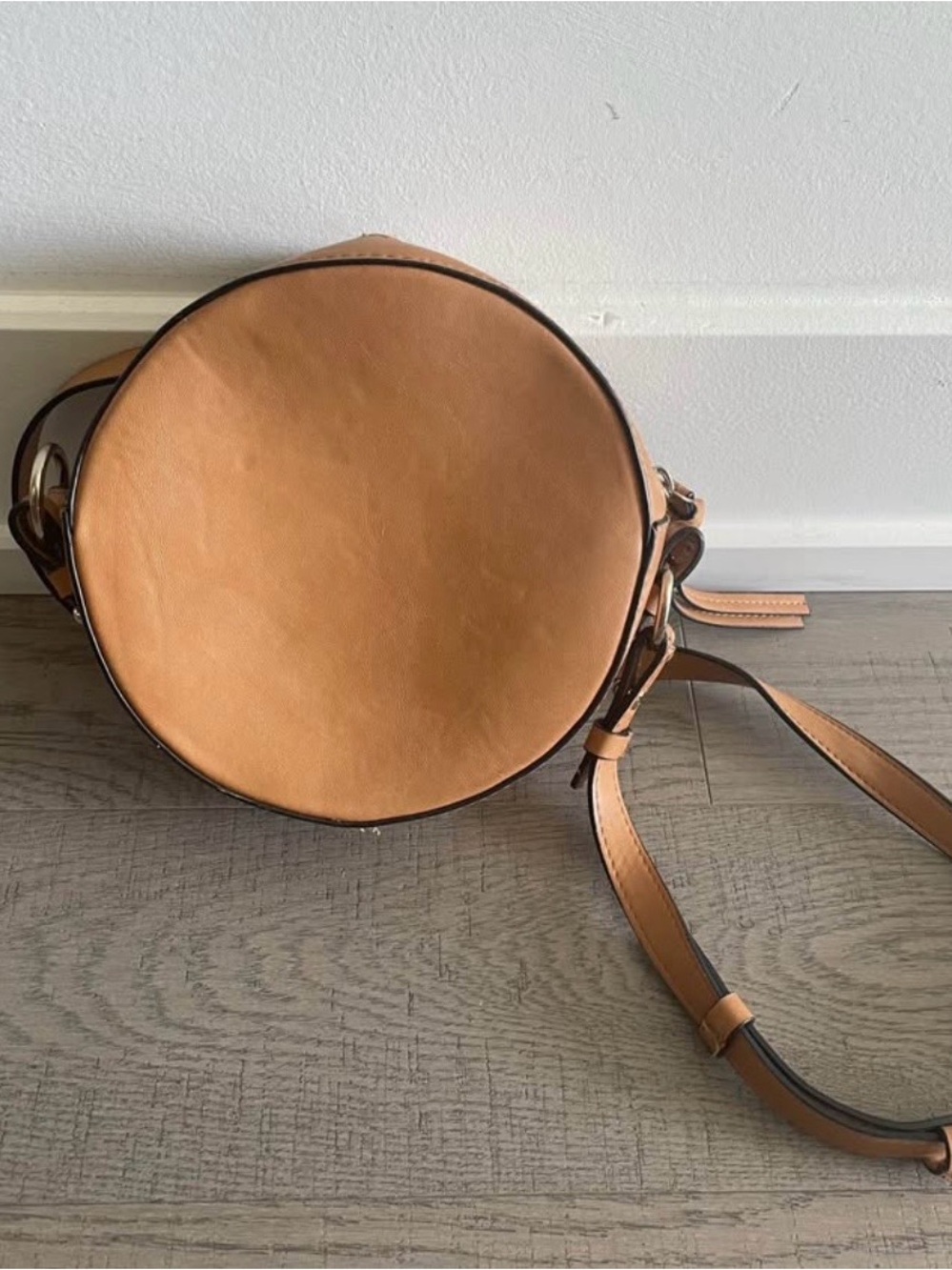 Gap 7” Round Faux leather Tan crossbody bag